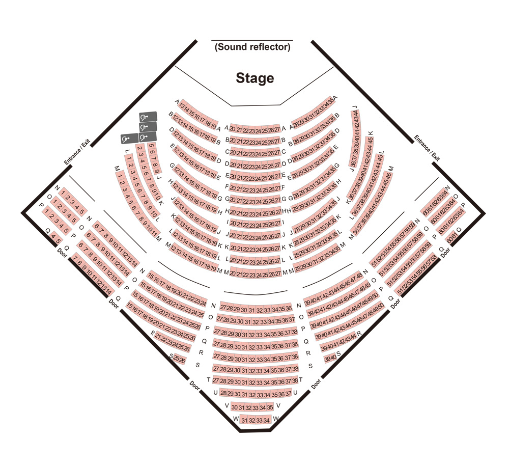 Lower seating 338 , Upper seating 311 , Total number of seats 649 , Wheelchair seating 4